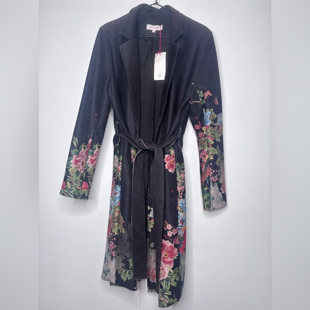 Anthropologie Solitaire Faux Suede Floral Coat - Picture 2 of 9